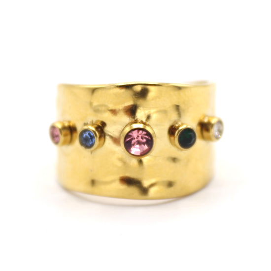 Alexia Hammered Multi Stone Ring