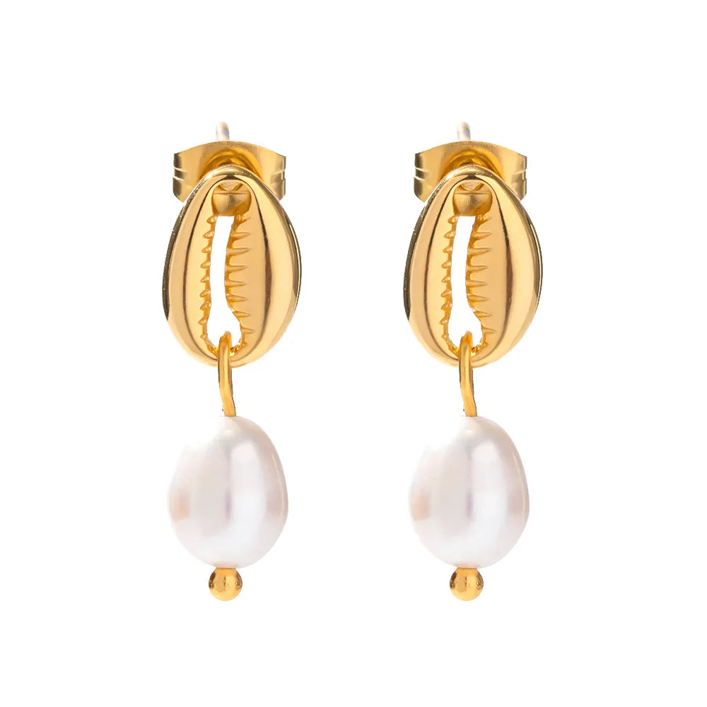 Alani Cowrie Shell & Pearl Earrings