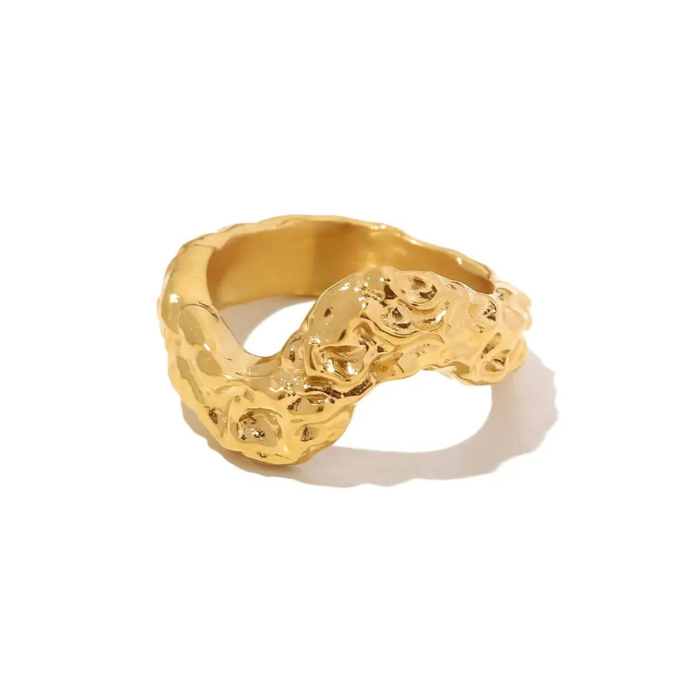 Clarissa Coral Hammered Abstract Ring