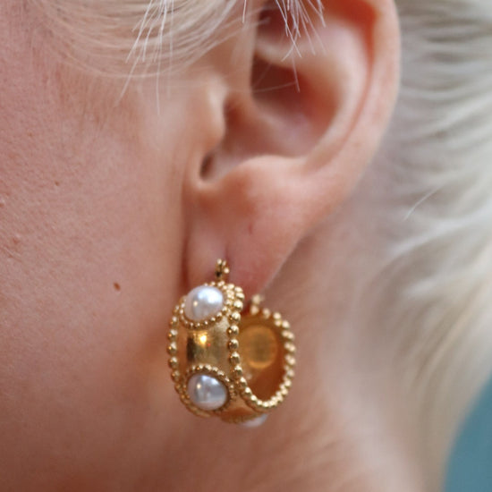 Adele Pearl Hoop Earrings