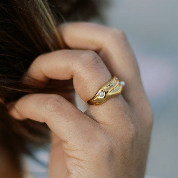 Penelope Pearl Zircon Ring